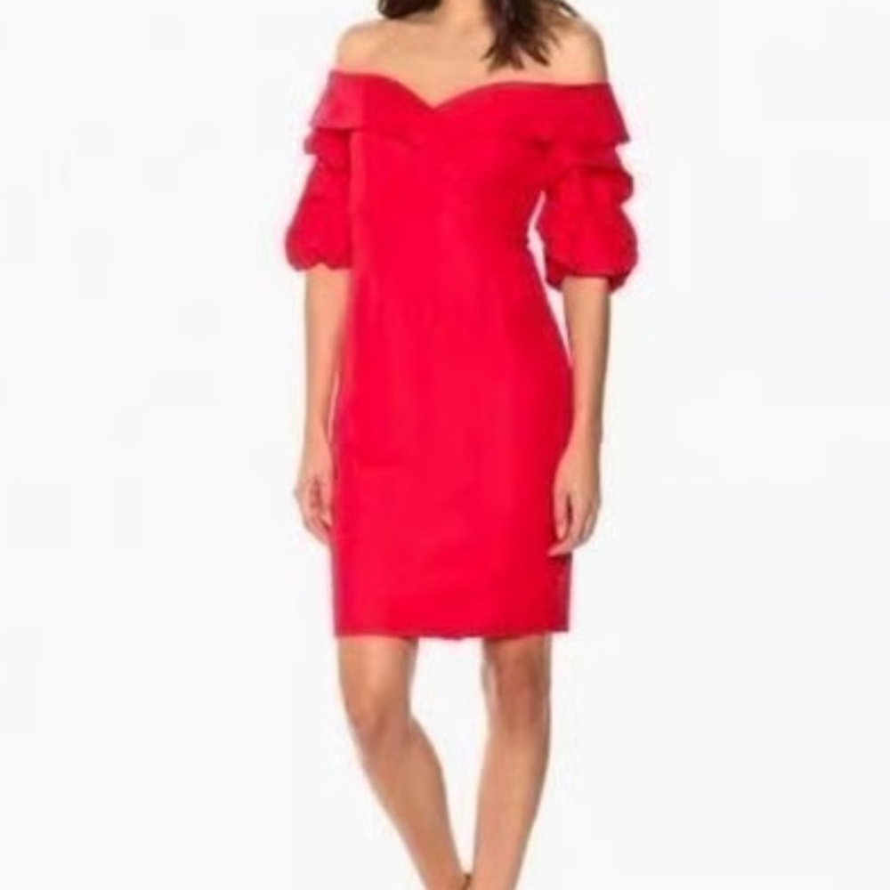 Bardot womans Devlin Off-Shoulder Red Sheath Dress size 6